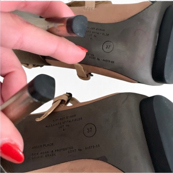 AllSaints Spitalfields Jacks Place high-heel sandals leather & metallic stiletto - Picture 13 of 13